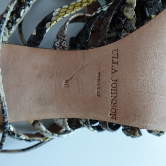 Ulla Johnson Rayna Snake-Print Leather Strappy Block Heel Sandals - Picture 13 of 13